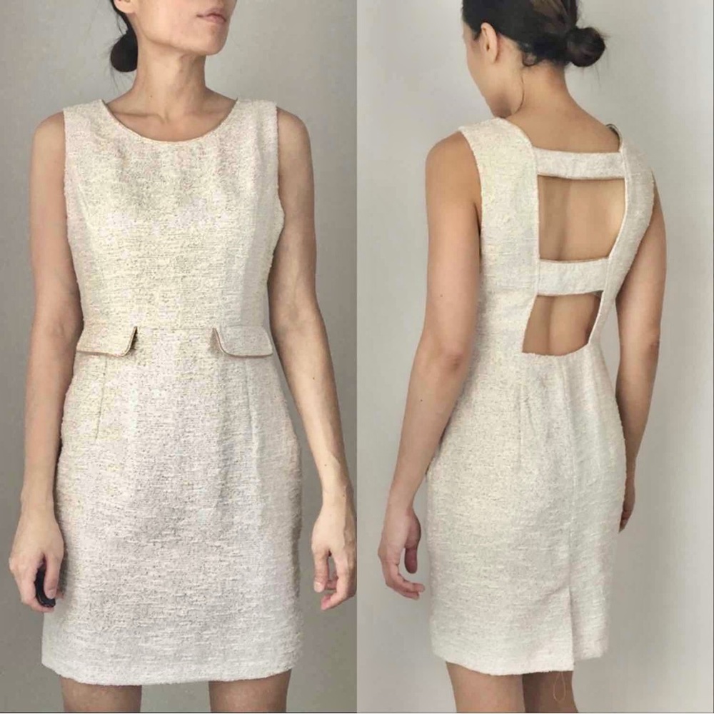 TWEED KNIT OPEN BACK MINIDRESS
